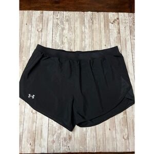 UNDER ARMOUR Fly By Running Shorts Women XL Black HeatGear Mesh Activewear Brief
